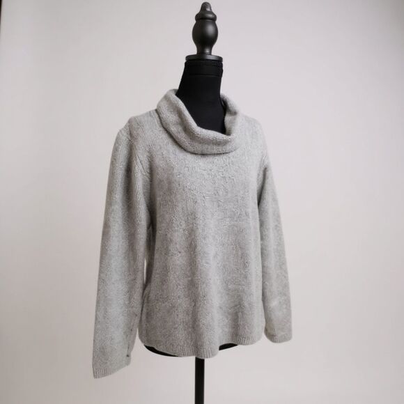 🩶 J.Jill Cowl Neck Chunky Knit Sweater • MP (Medium Petite) • Light Grey 🤍✨ - Picture 3 of 7